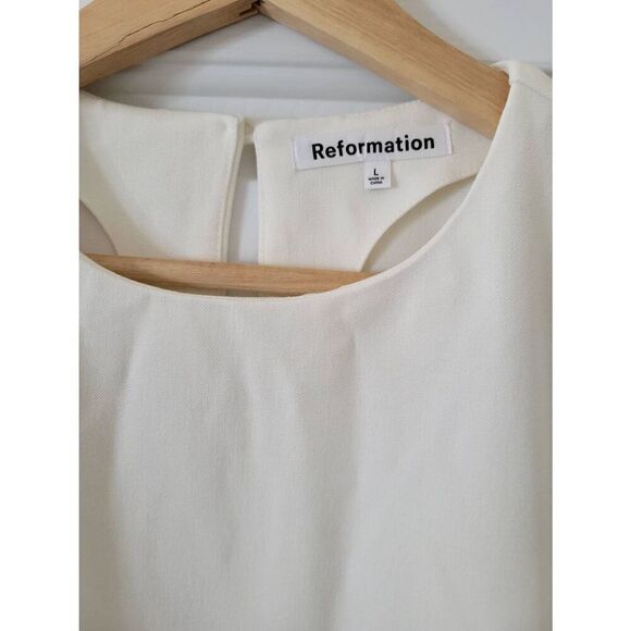 Reformation White Front Pocket Mini Dress L NWT - Picture 4 of 8